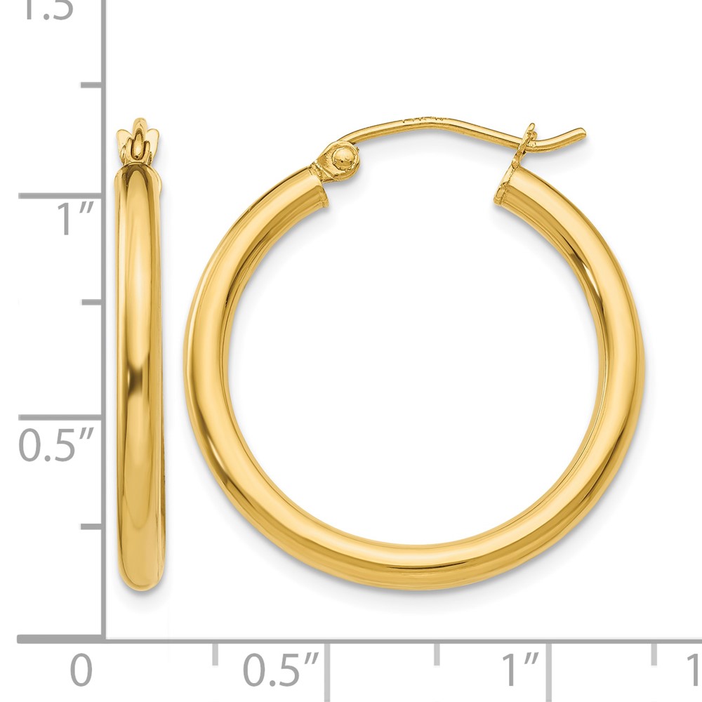 10k Polished 2.5mm Lightweight Tube Hoop Earrings (10T932L)