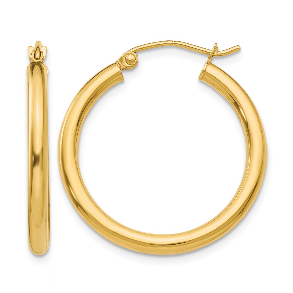 10k Polished 2.5mm Lightweight Tube Hoop Earrings (10T932L)