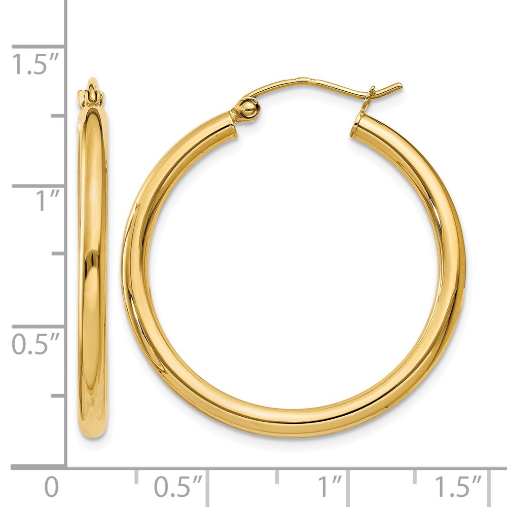 10K Polished 2.5mm Tube Hoop Earrings (10T933)