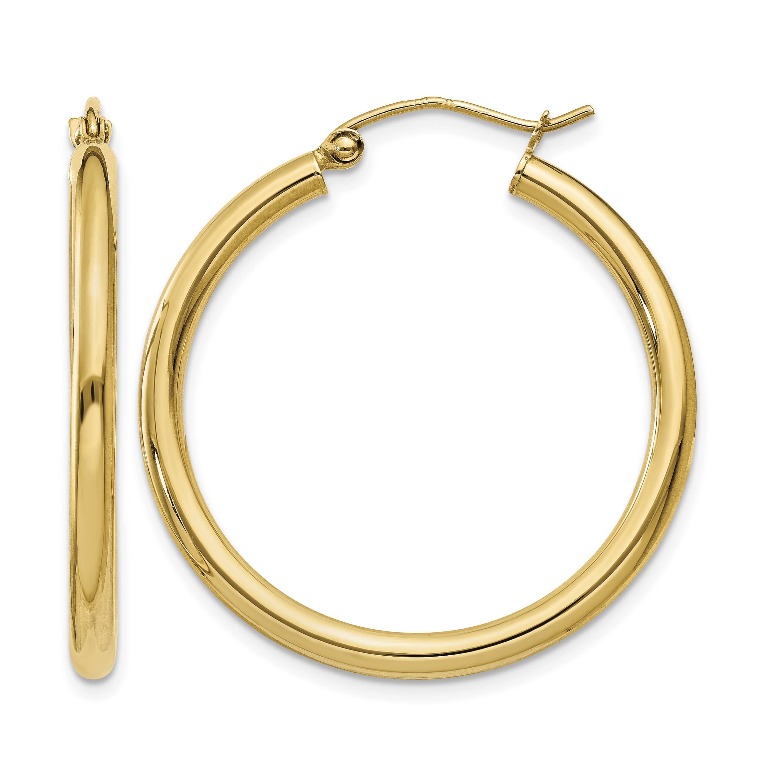 10K Polished 2.5mm Tube Hoop Earrings (10T933)