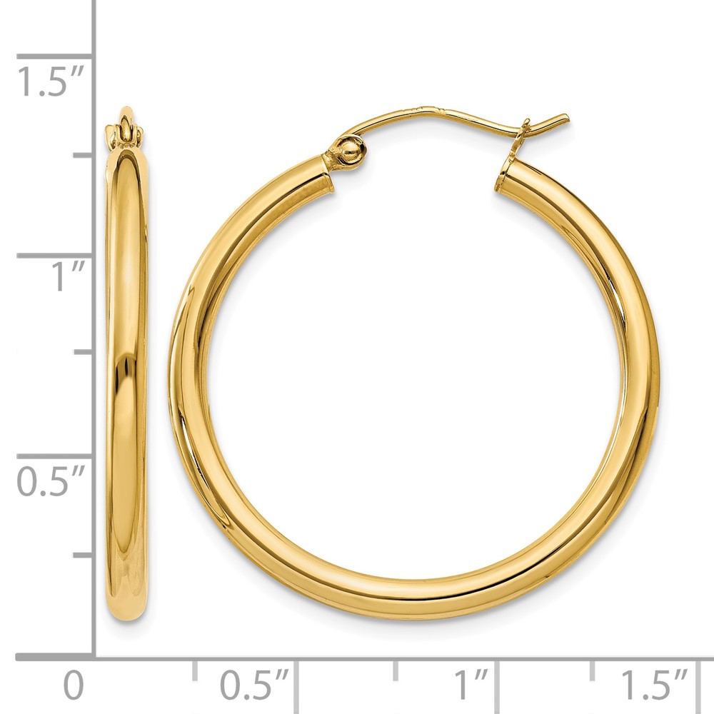 10k Polished 2.5mm Lightweight Tube Hoop Earrings (10T933L)