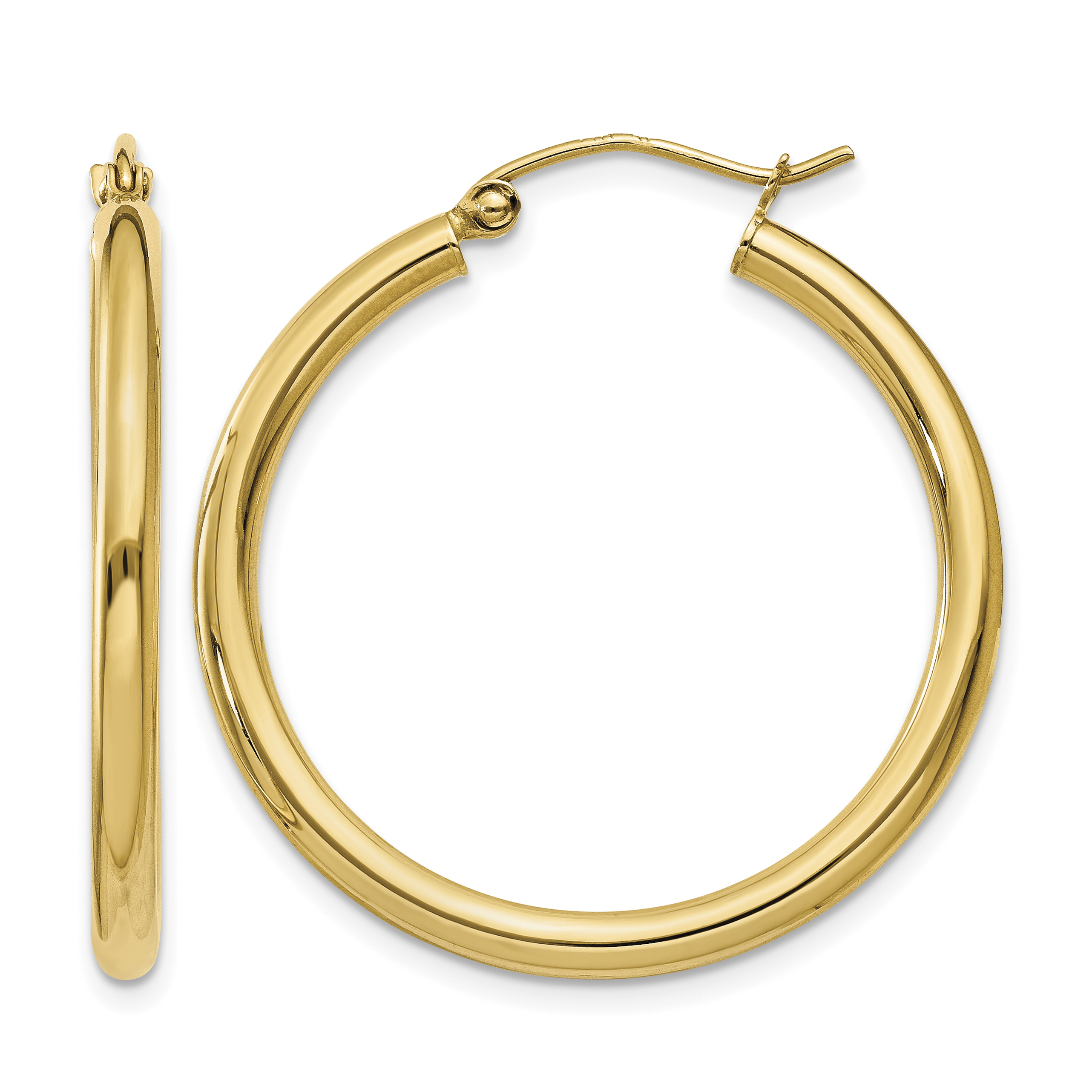 10k Polished 2.5mm Lightweight Tube Hoop Earrings (10T933L)