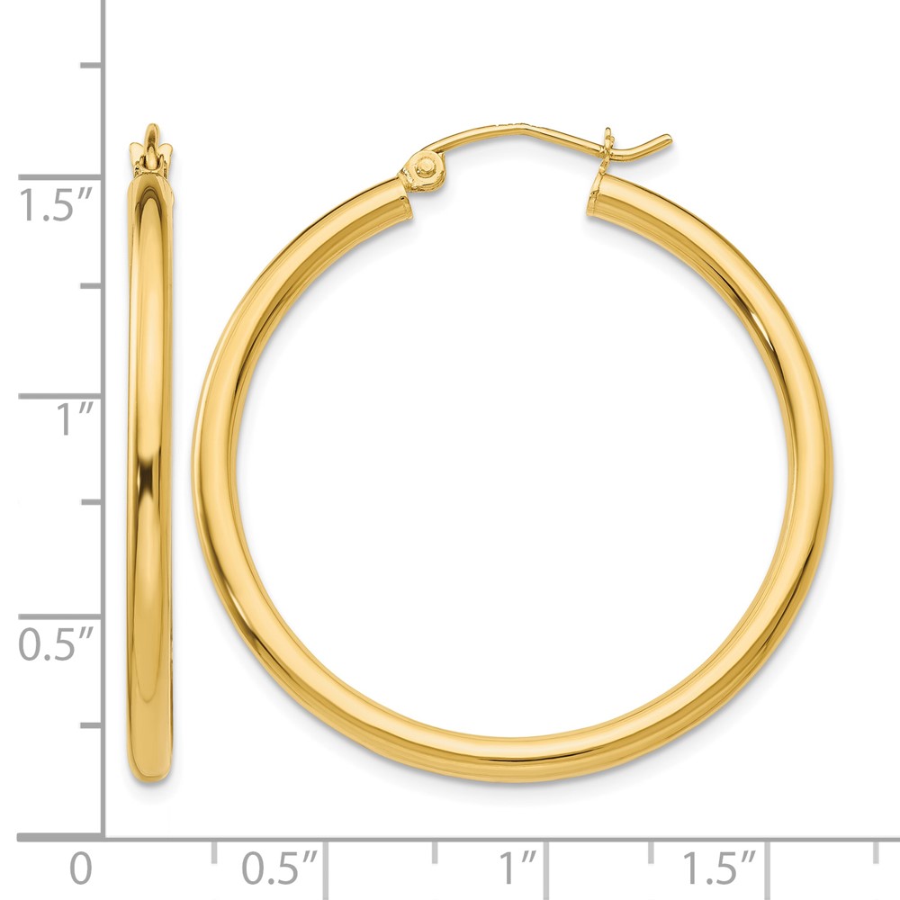 10K Polished 2.5mm Tube Hoop Earrings (10T934)