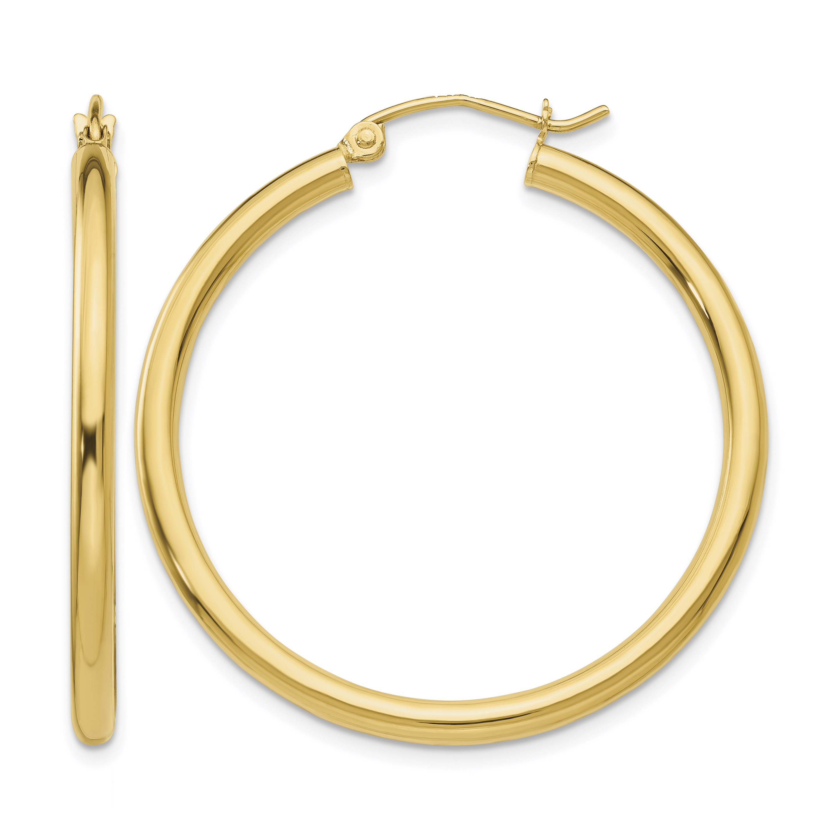 10K Polished 2.5mm Tube Hoop Earrings (10T934)