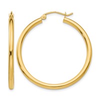10K Yellow Gold Polished 2.5mm Tube Hoop Earrings view 1