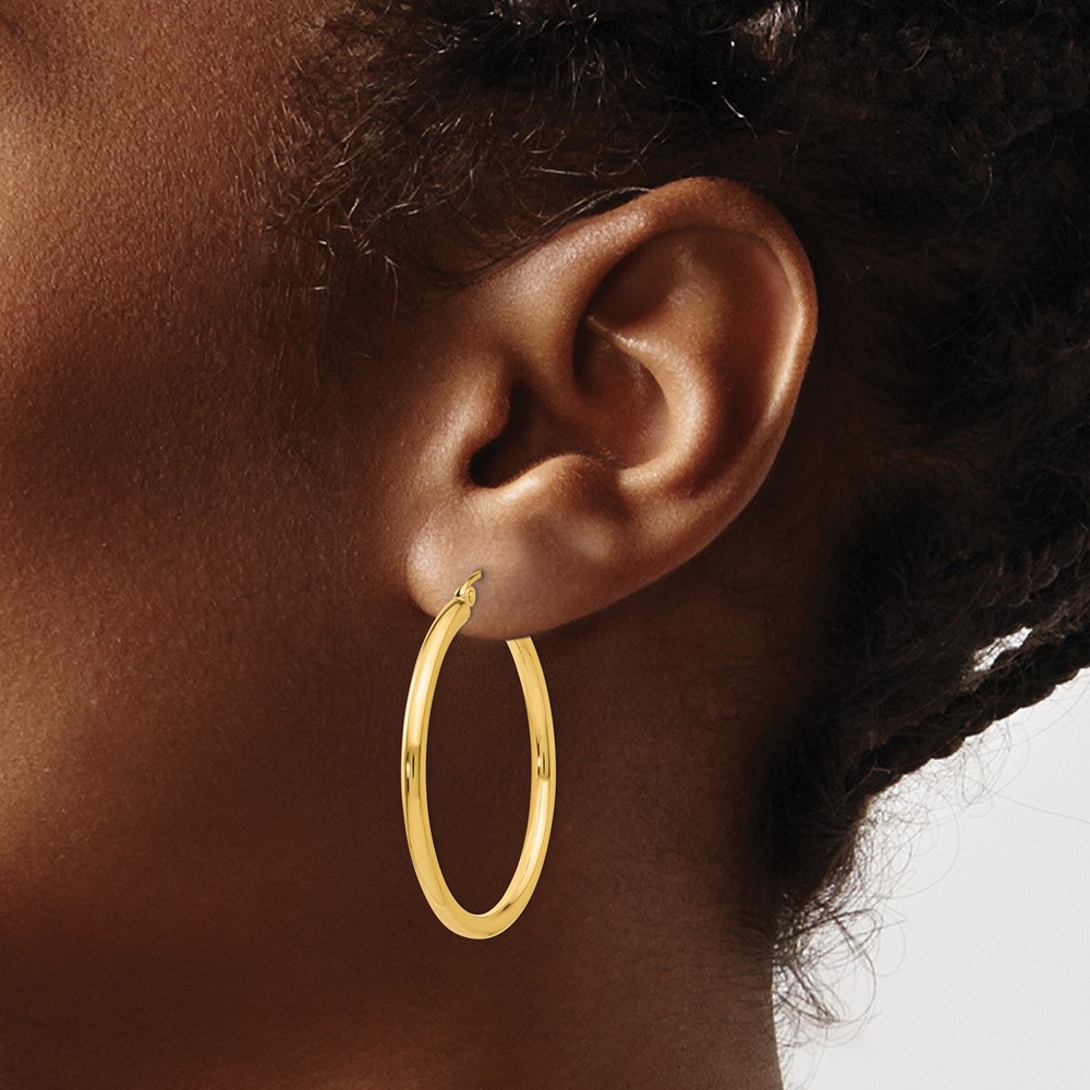 10k Polished 2.5mm Lightweight Tube Hoop Earrings (10T934L)