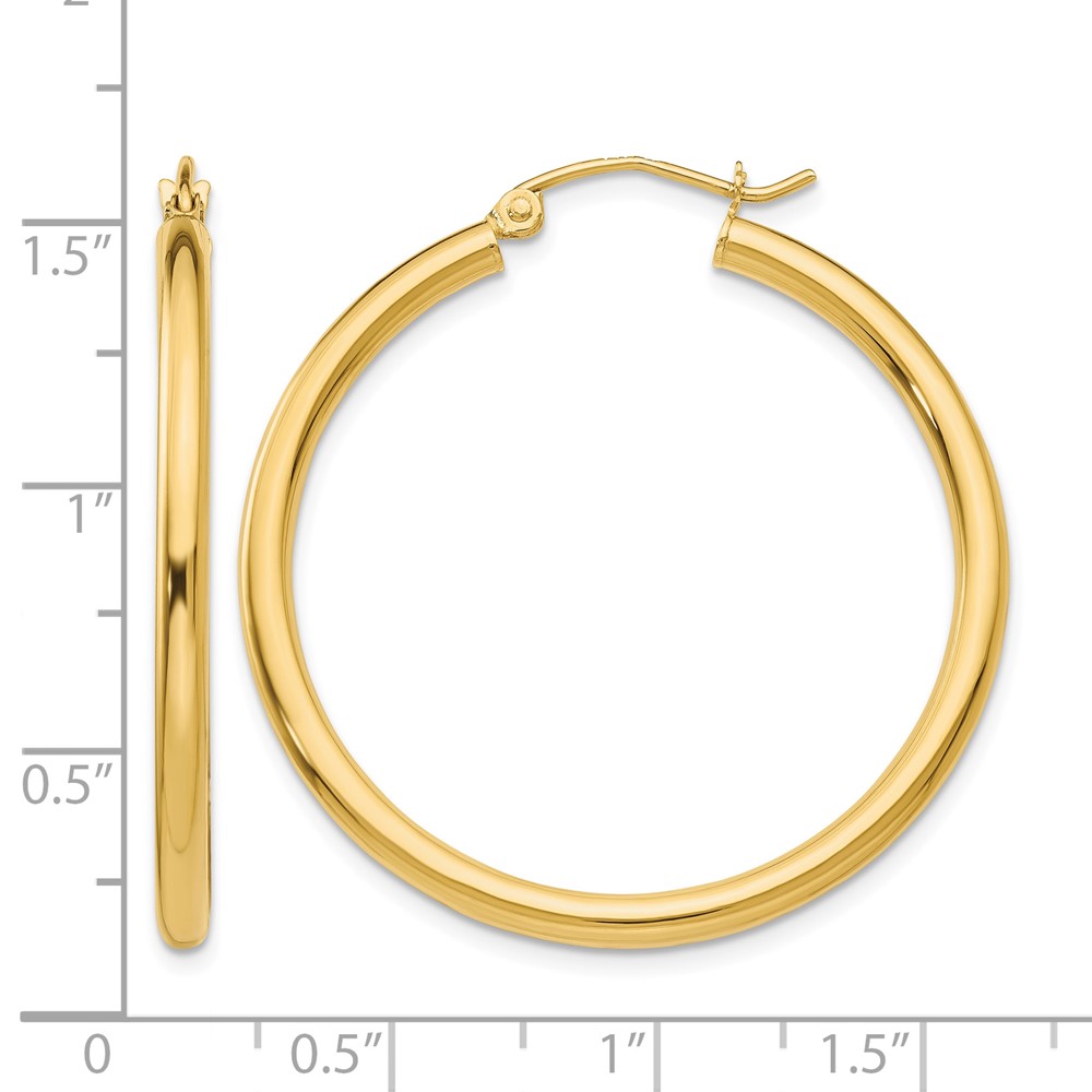 10k Polished 2.5mm Lightweight Tube Hoop Earrings (10T934L)