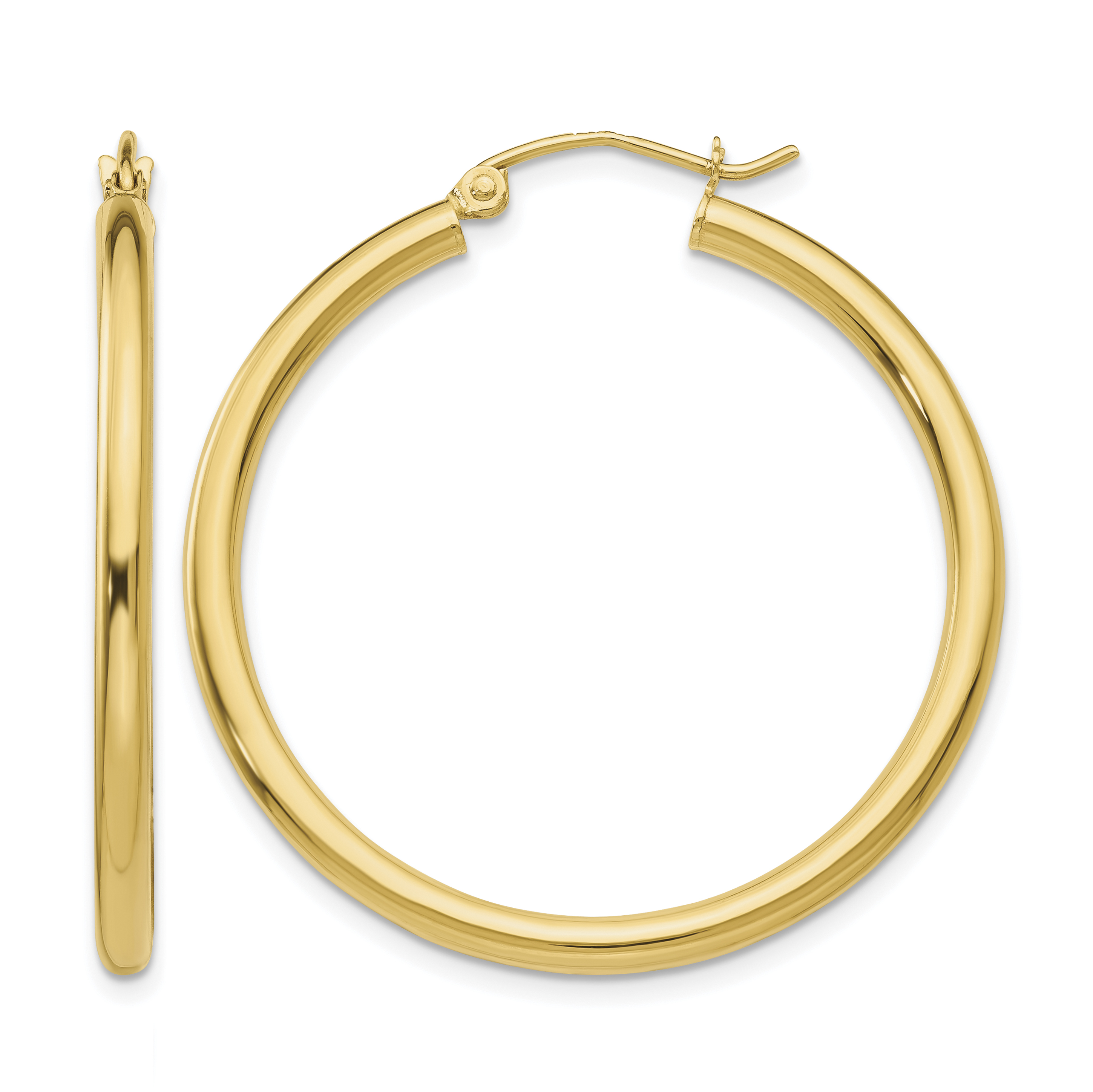 10k Polished 2.5mm Lightweight Tube Hoop Earrings (10T934L)