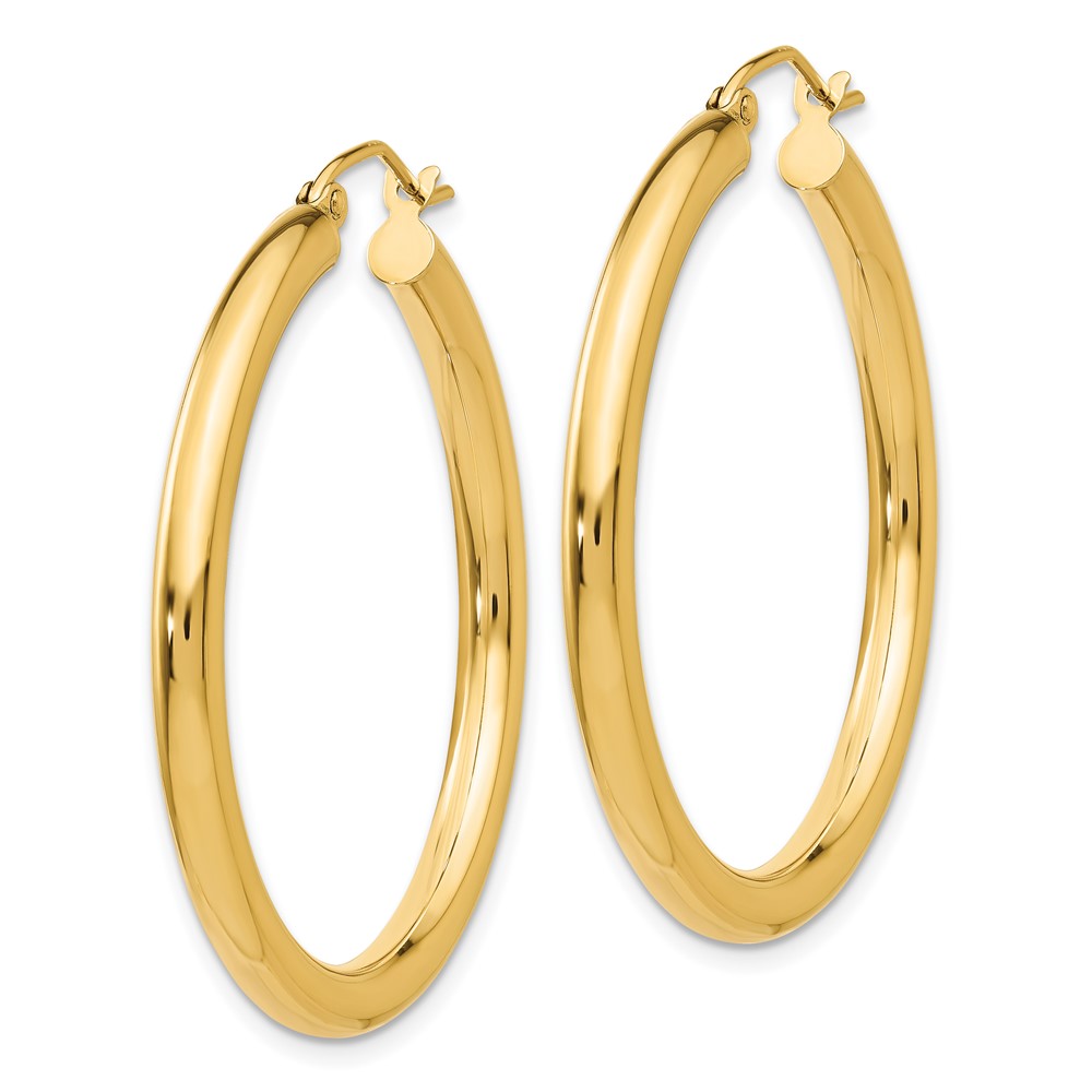 10K Polished 3mm Tube Hoop Earrings (10T935)