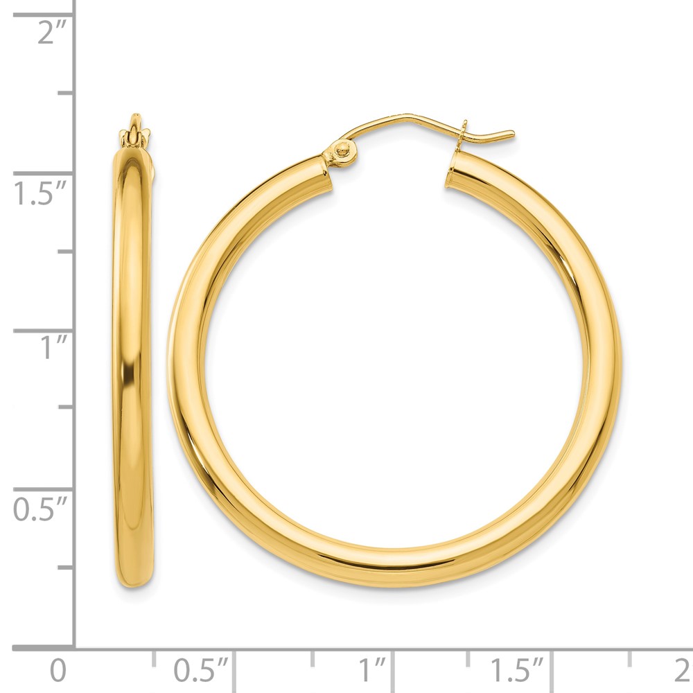 10k Polished 3mm Lightweight Tube Hoop Earrings (10T935L)