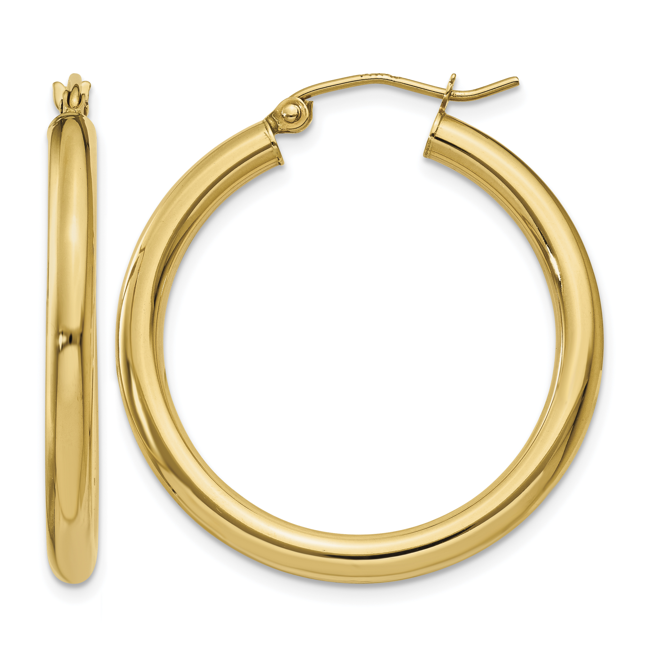 10K Polished 3mm Tube Hoop Earrings (10T936)