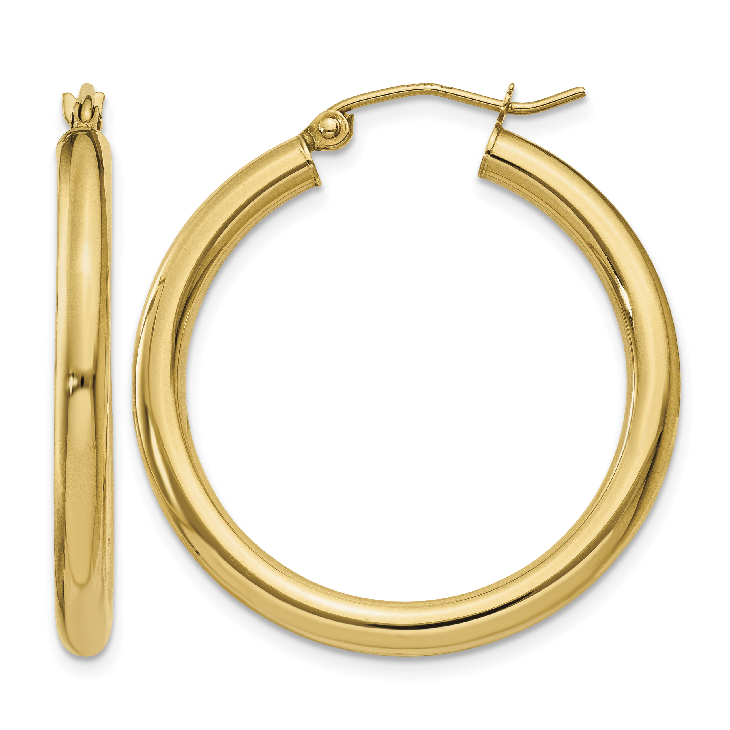 10k Polished 3mm Lightweight Tube Hoop Earrings (10T936L)