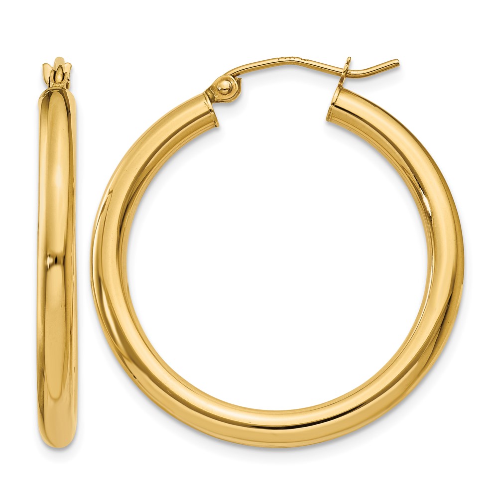 10k Polished 3mm Lightweight Tube Hoop Earrings (10T936L)