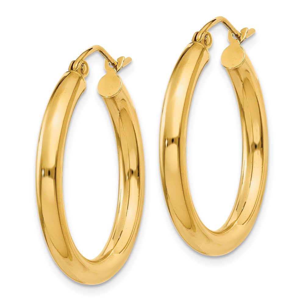10K Polished 3mm Tube Hoop Earrings (10T937)