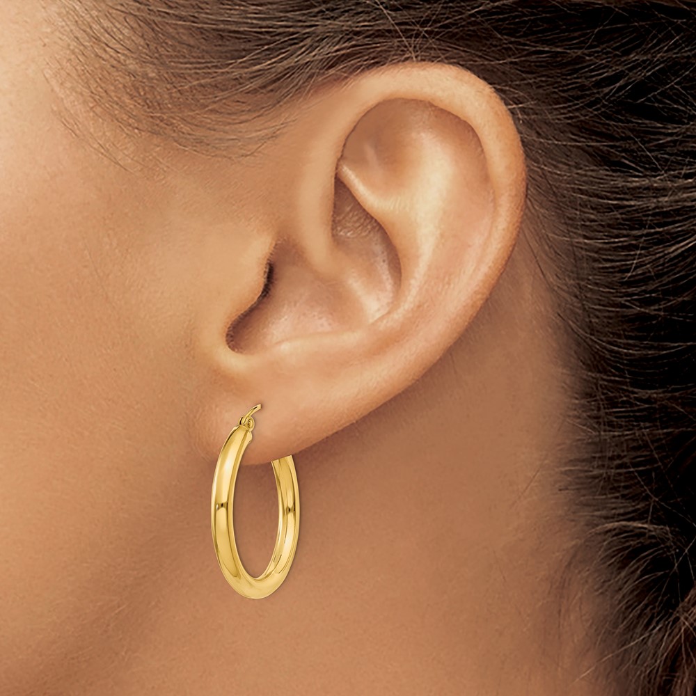 10K Polished 3mm Tube Hoop Earrings (10T937)