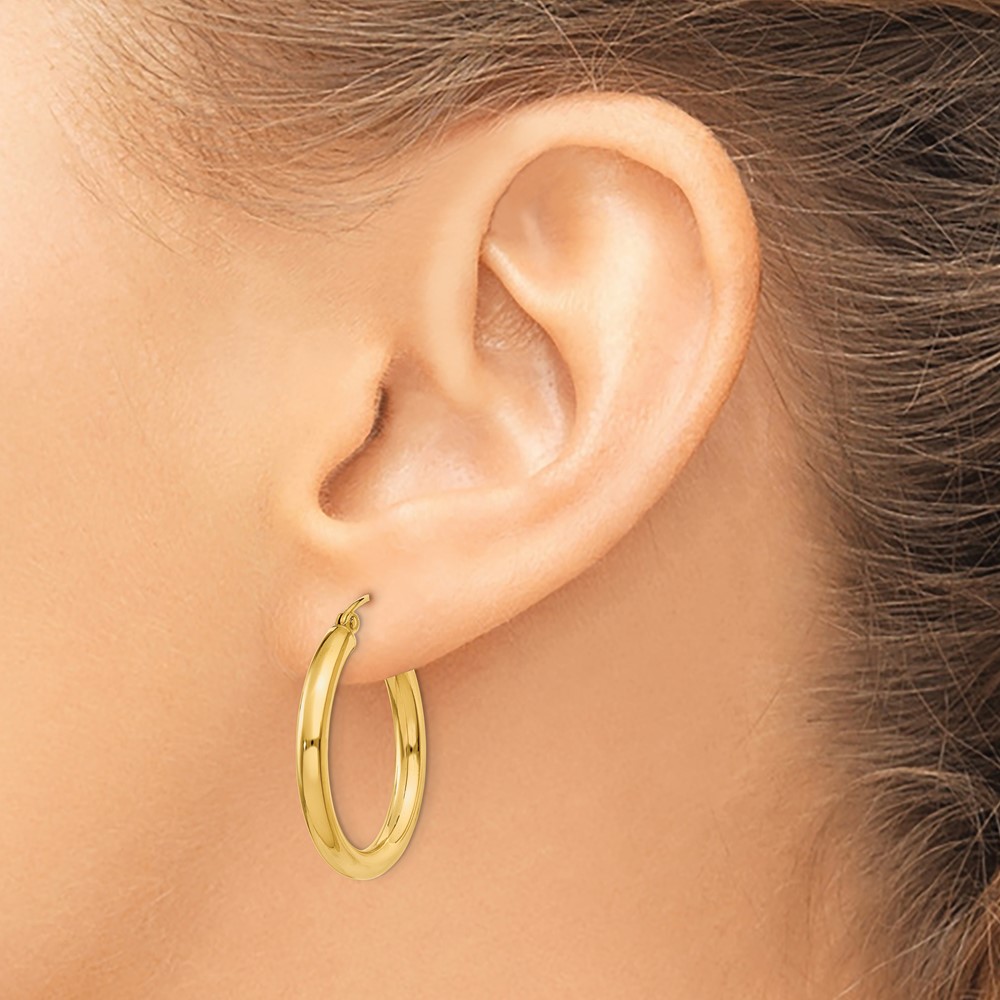 10k Polished 3mm Lightweight Tube Hoop Earrings (10T937L)