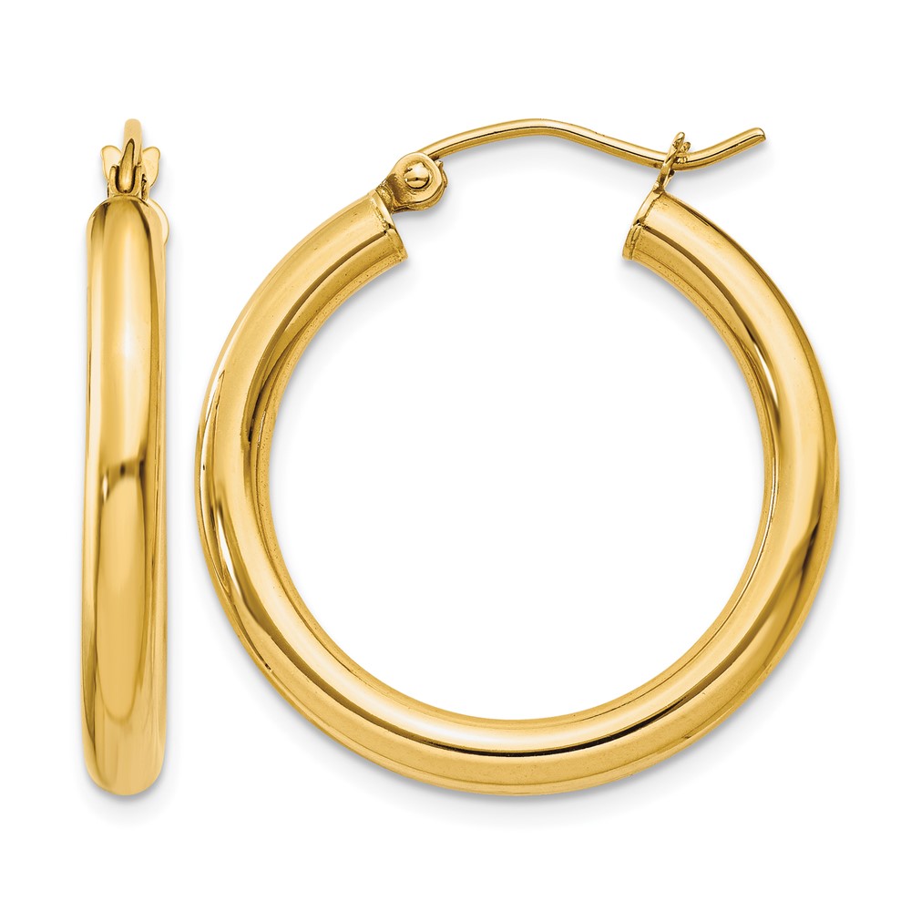 10k Polished 3mm Lightweight Tube Hoop Earrings (10T937L)