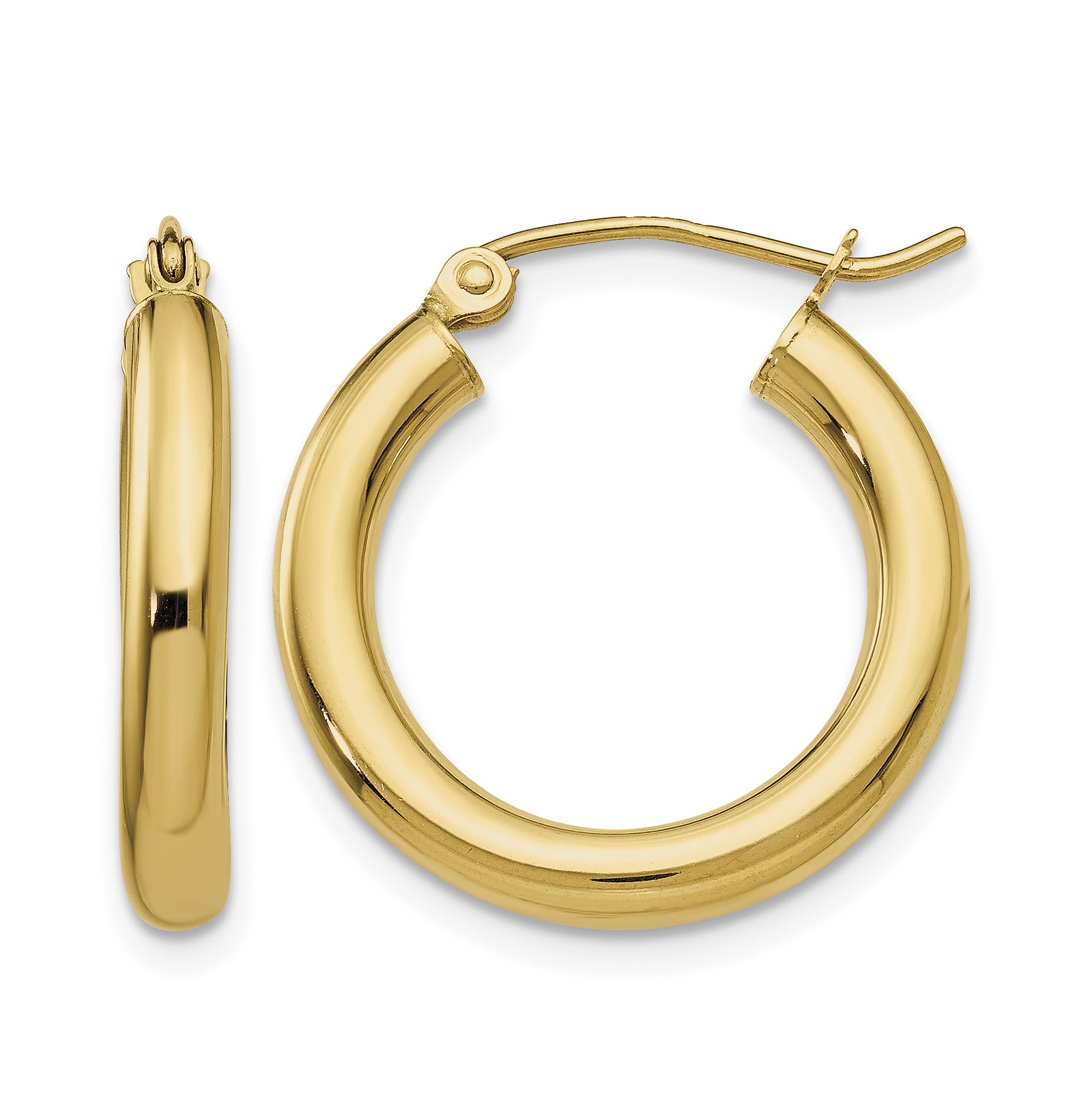 10K Polished 3mm Tube Hoop Earrings (10T938)