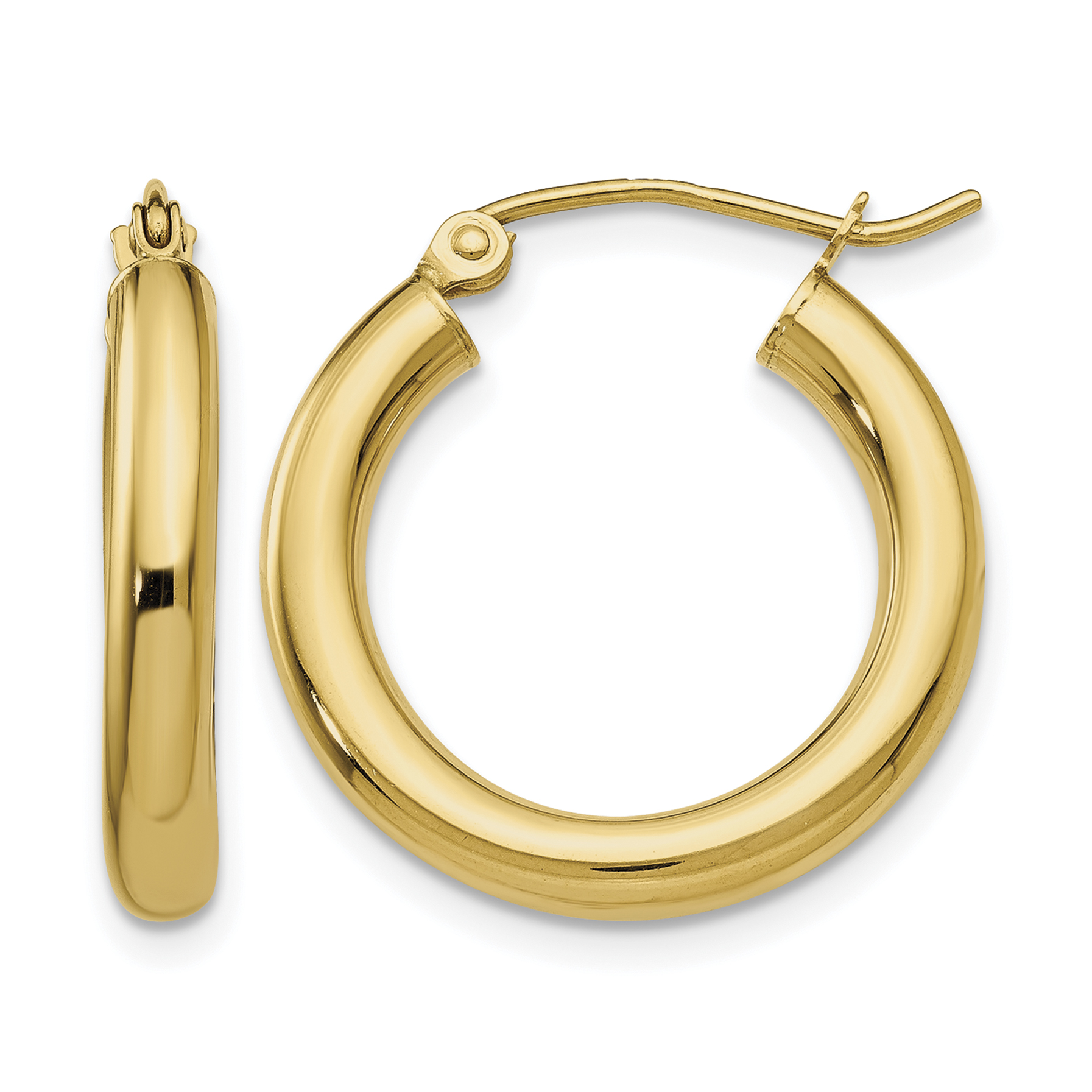 10k Polished 3mm Lightweight Tube Hoop Earrings (10T938L)
