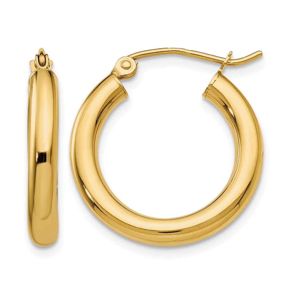 10k Polished 3mm Lightweight Tube Hoop Earrings (10T938L)