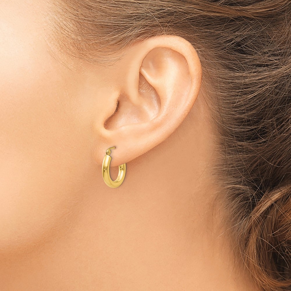 10K Polished 3mm Tube Hoop Earrings (10T939)