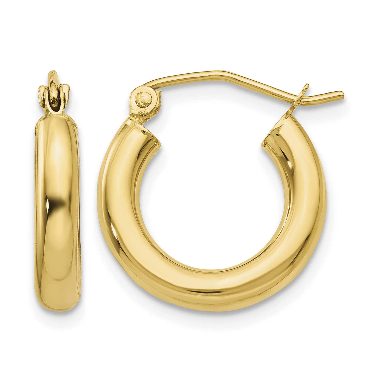 10K Polished 3mm Tube Hoop Earrings (10T939)