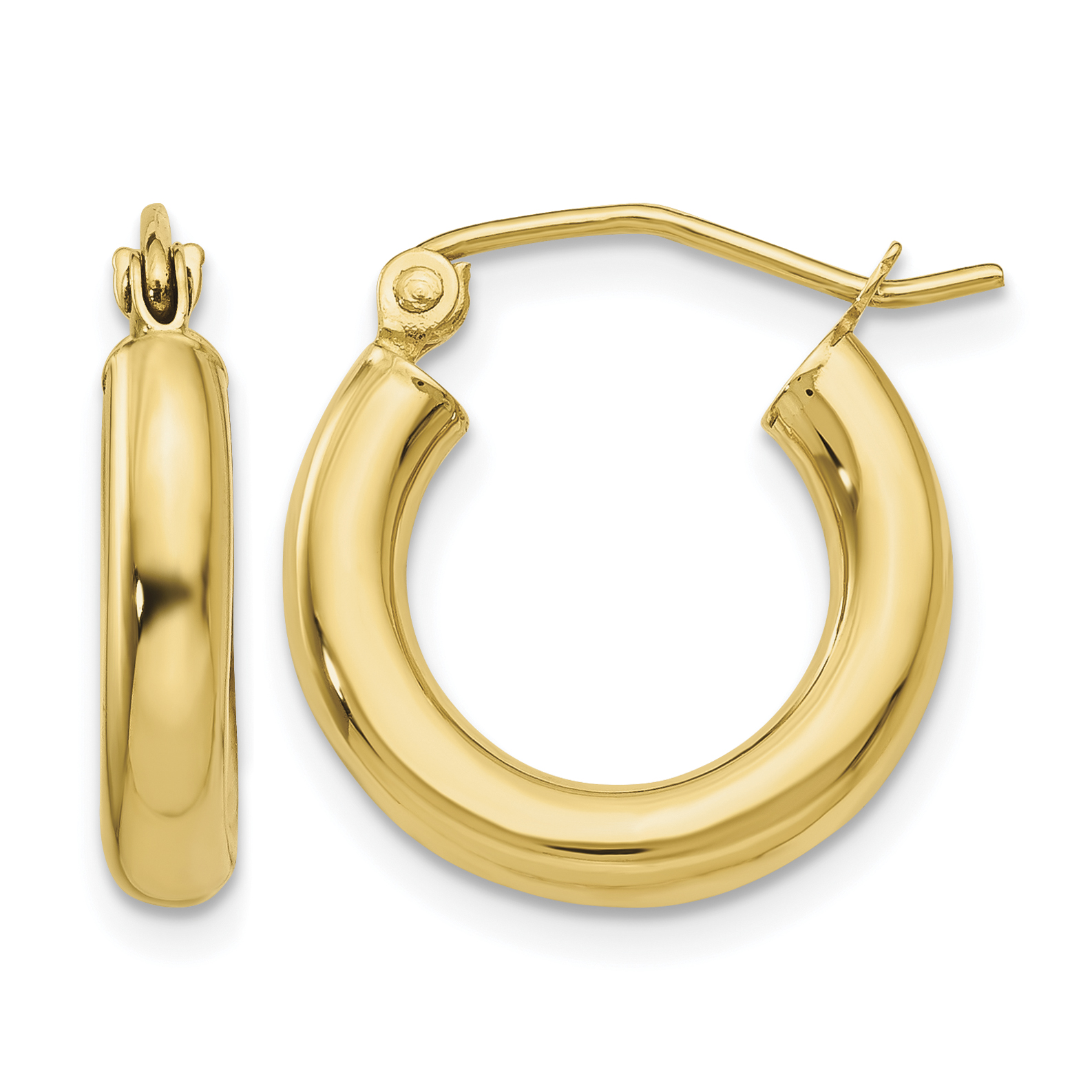 10k Polished 3mm Lightweight Tube Hoop Earrings (10T939L)