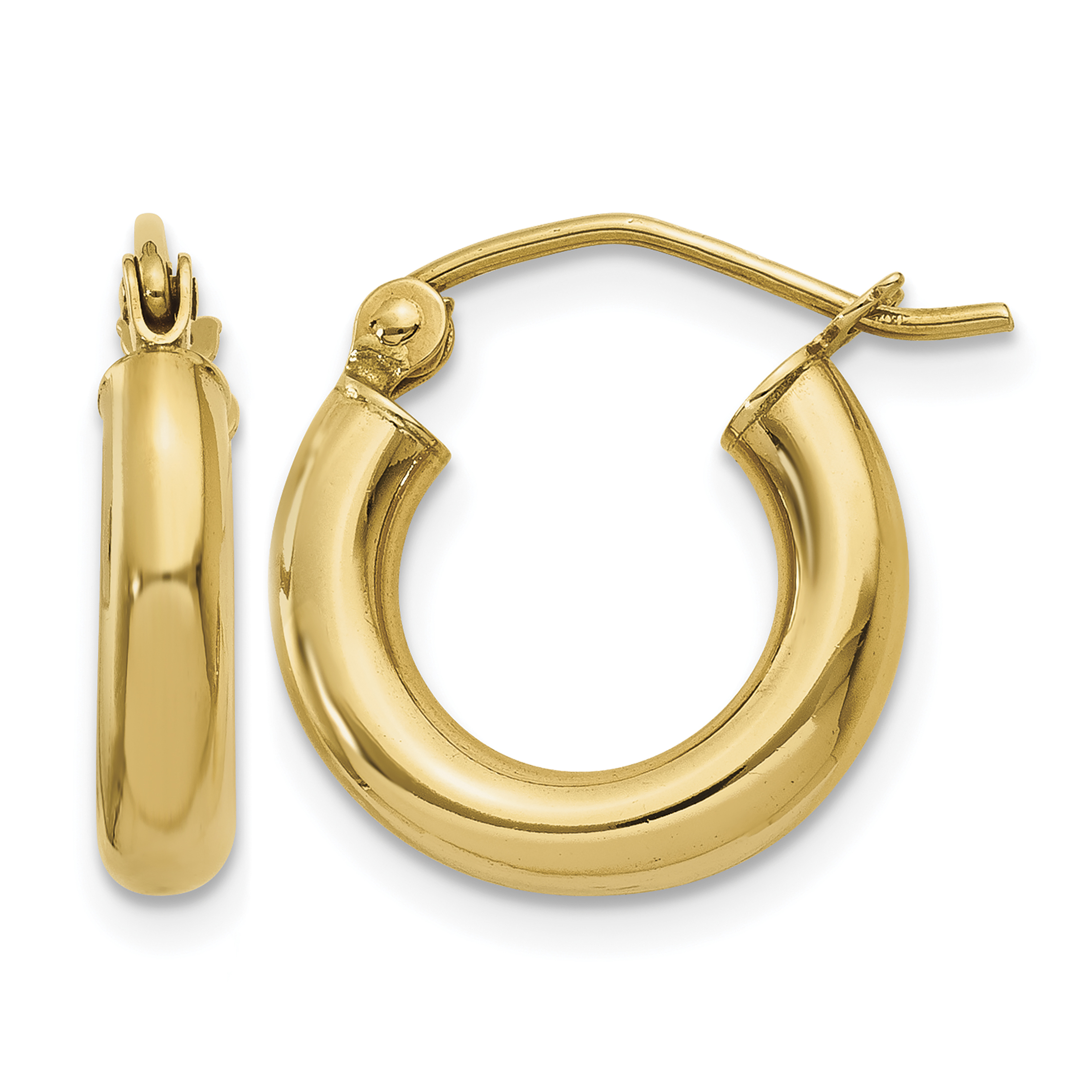 10K Polished 3mm Tube Hoop Earrings (10T940)