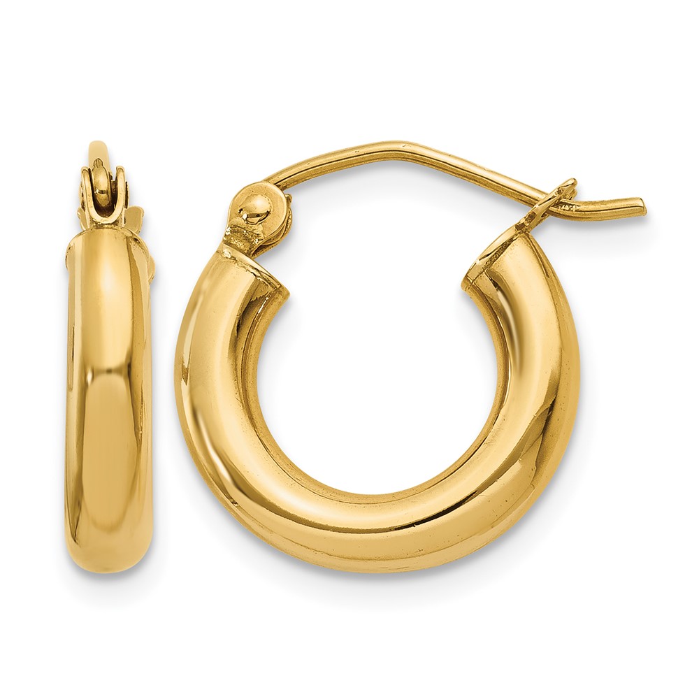10k Polished 3mm Lightweight Tube Hoop Earrings (10T940L)