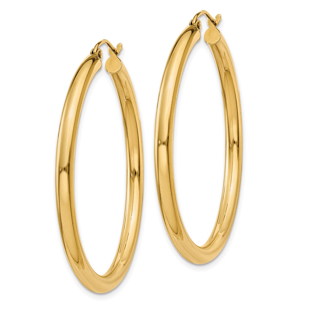 10k Polished 3mm Lightweight Tube Hoop Earrings (10T941L)