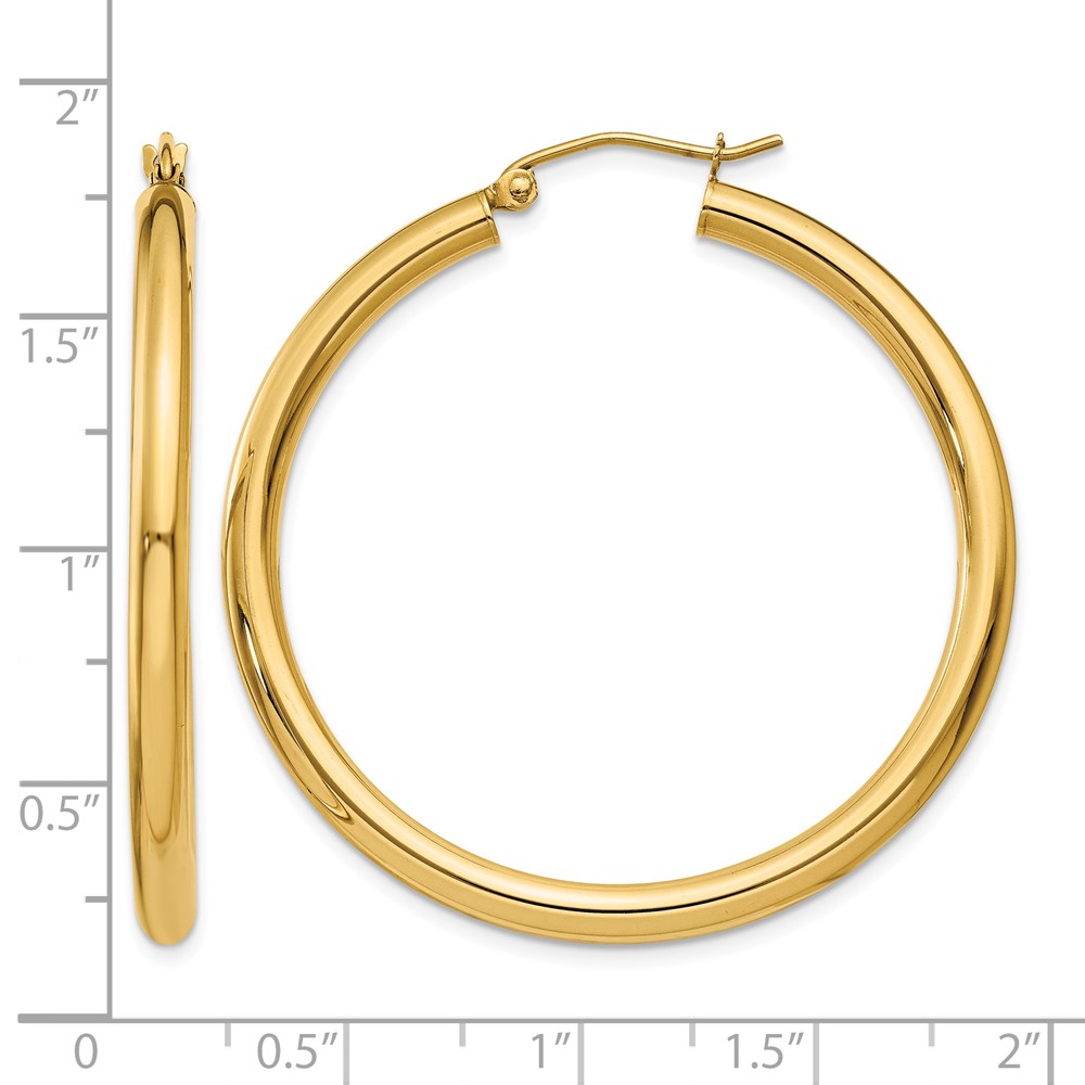 10k Polished 3mm Lightweight Tube Hoop Earrings (10T941L)