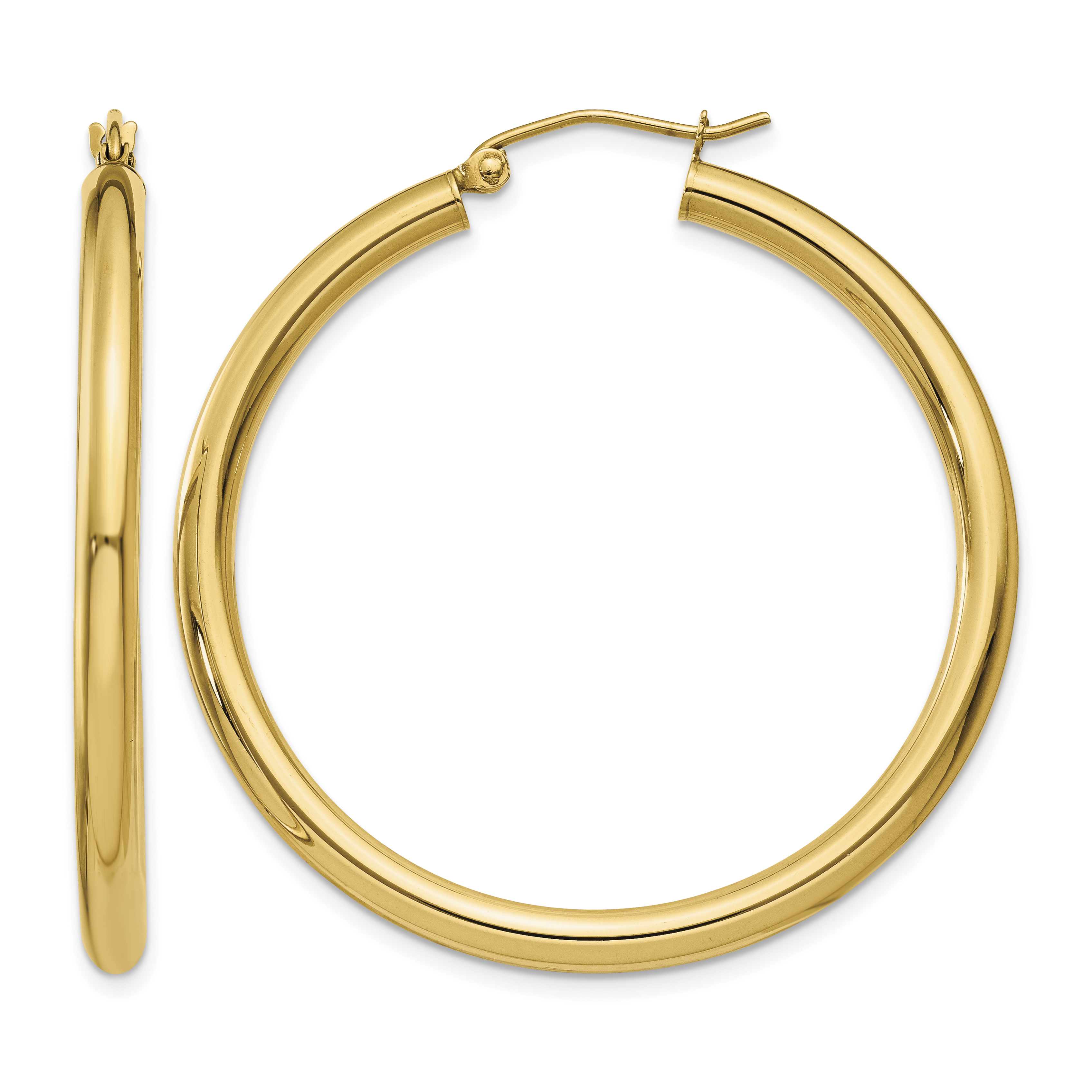 10k Polished 3mm Lightweight Tube Hoop Earrings (10T941L)