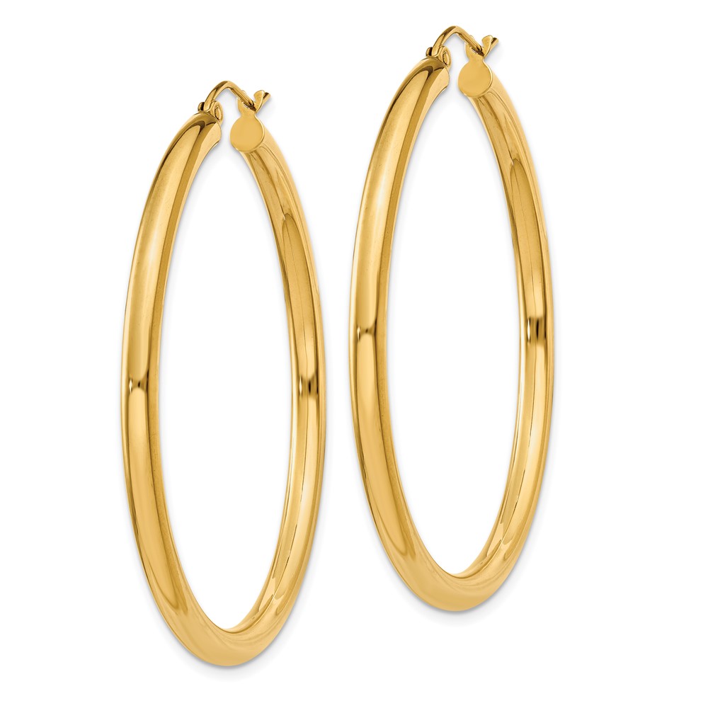 10K Polished 3mm Tube Hoop Earrings (10T942)