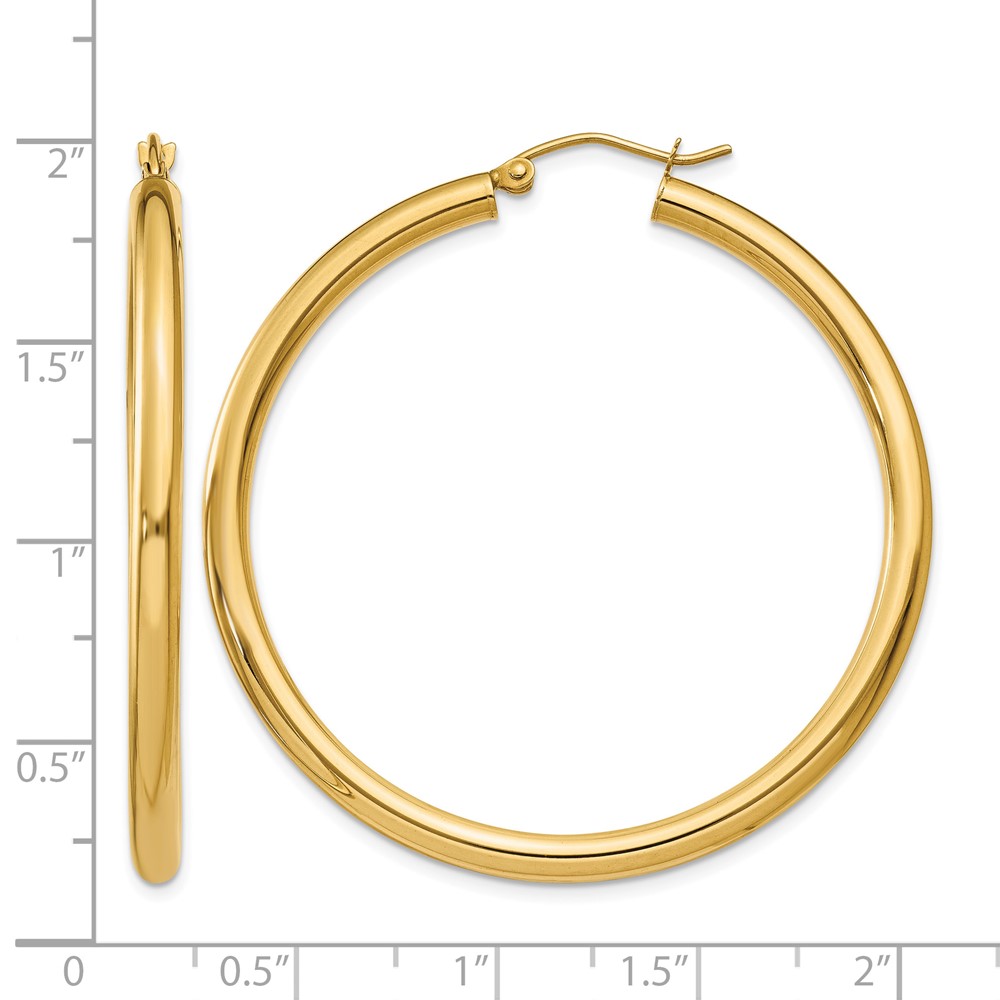 10K Polished 3mm Tube Hoop Earrings (10T942)
