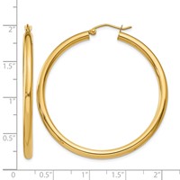 10K Yellow Gold Polished 3mm Tube Hoop Earrings view 4