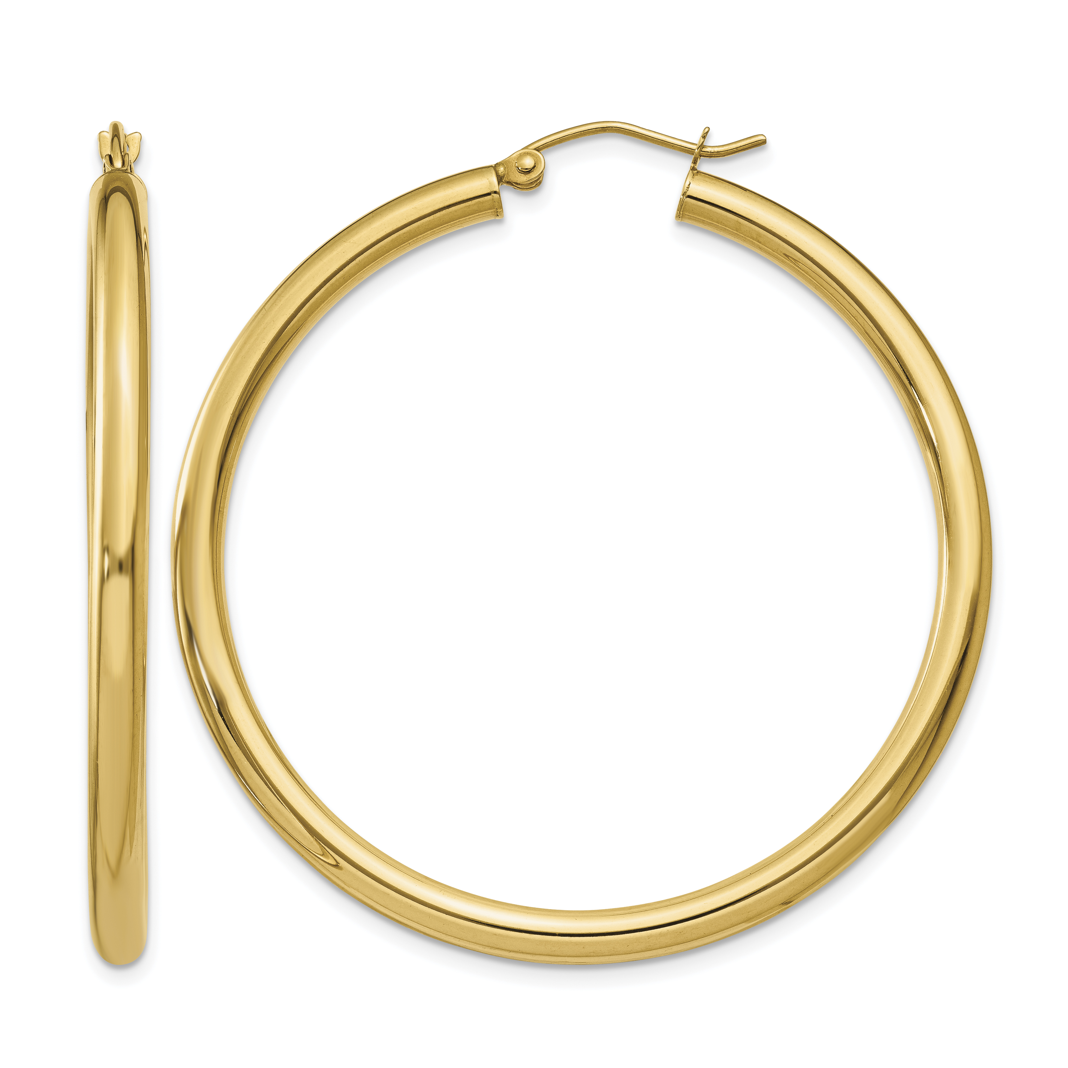 10K Polished 3mm Tube Hoop Earrings (10T942)