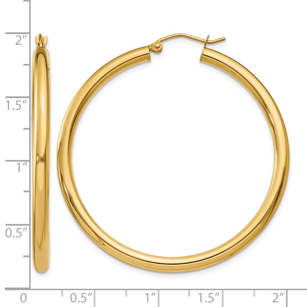 10k Polished 3mm Lightweight Tube Hoop Earrings (10T942L)