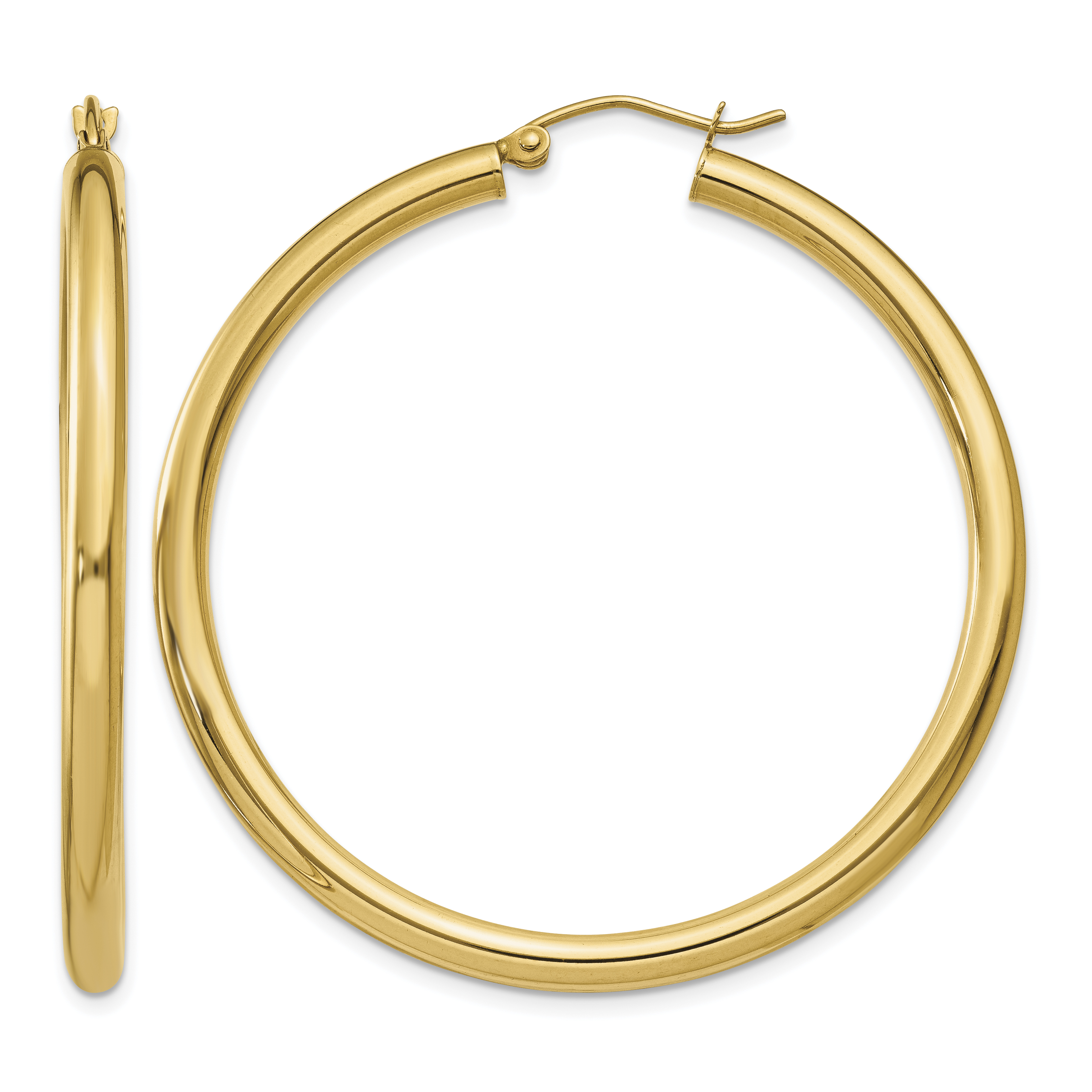 10k Polished 3mm Lightweight Tube Hoop Earrings (10T942L)