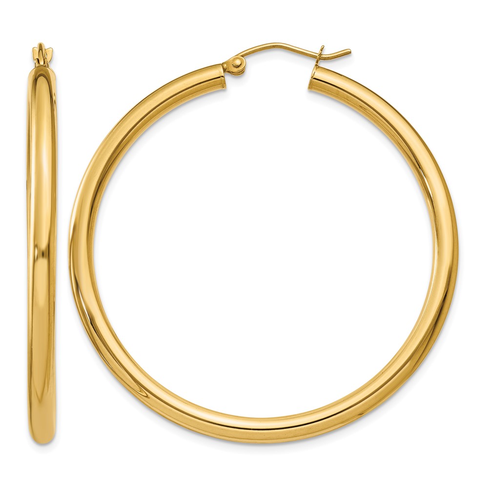 10k Polished 3mm Lightweight Tube Hoop Earrings (10T942L)