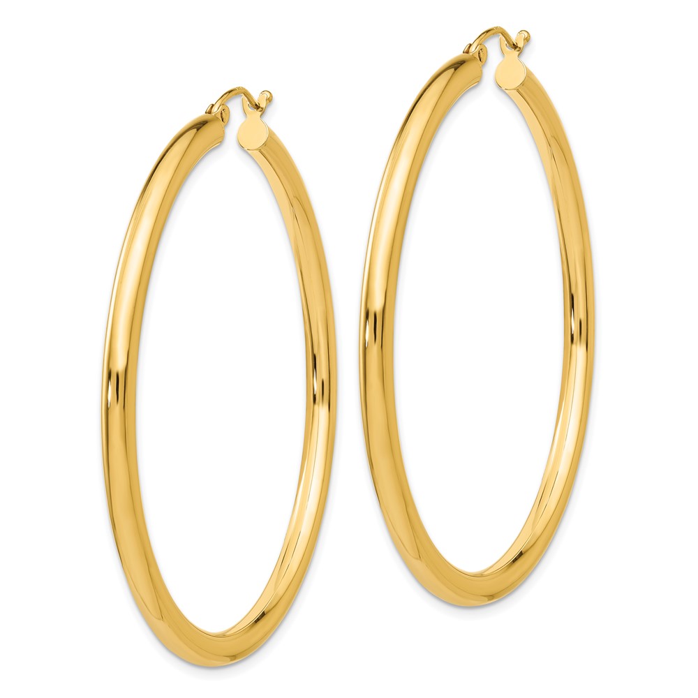 10K Polished 3mm Tube Hoop Earrings (10T943)