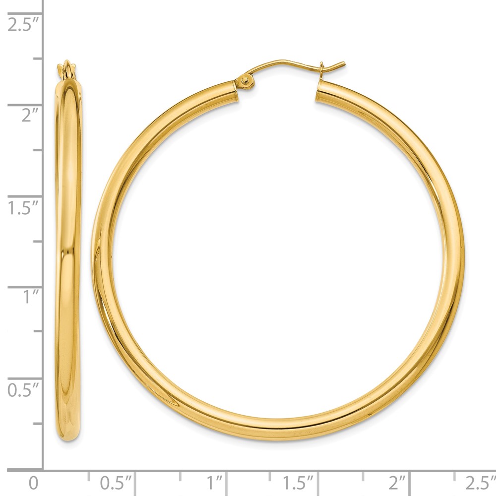 10K Polished 3mm Tube Hoop Earrings (10T943)