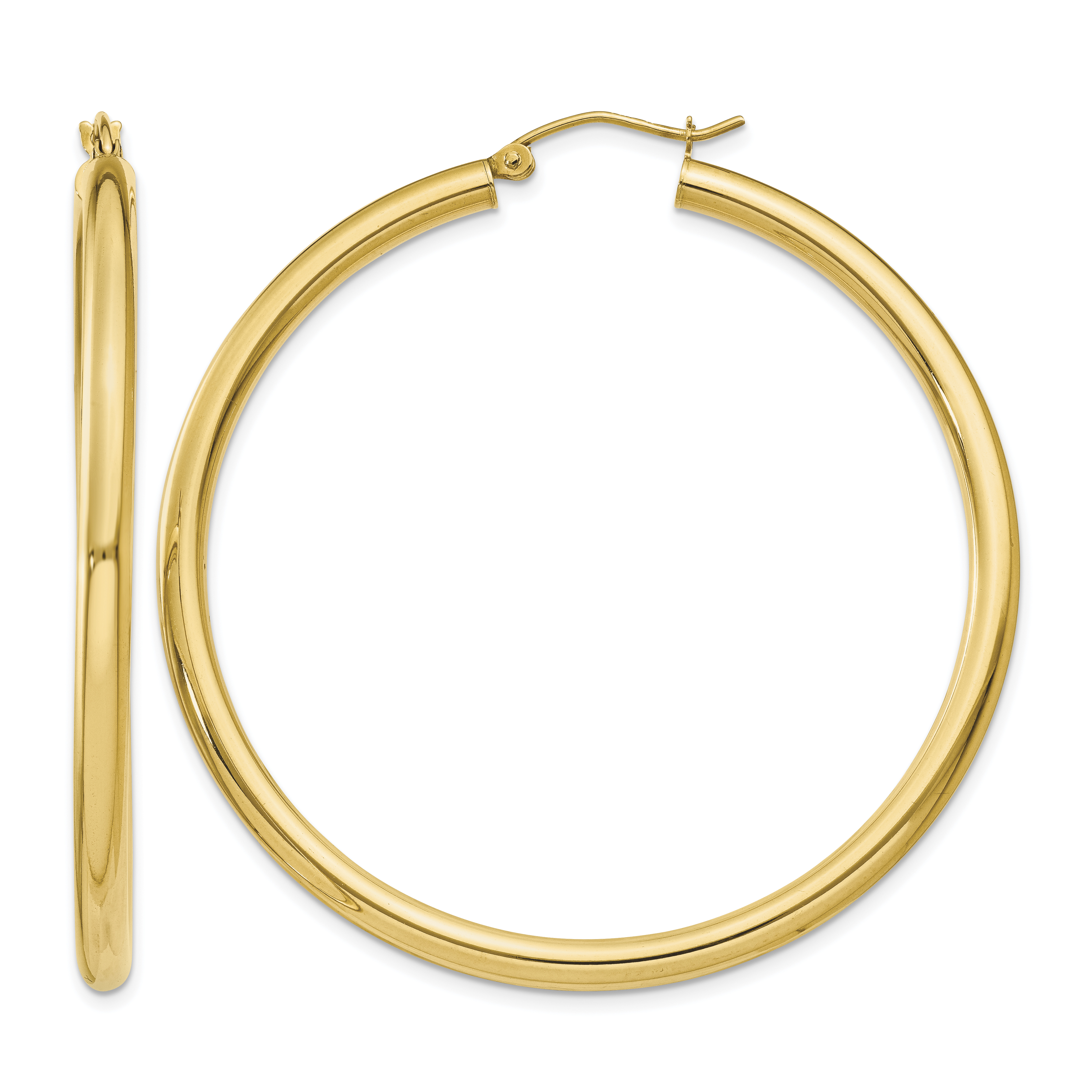 10K Polished 3mm Tube Hoop Earrings (10T943)