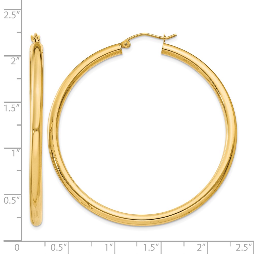 10k Polished 3mm Lightweight Tube Hoop Earrings (10T943L)