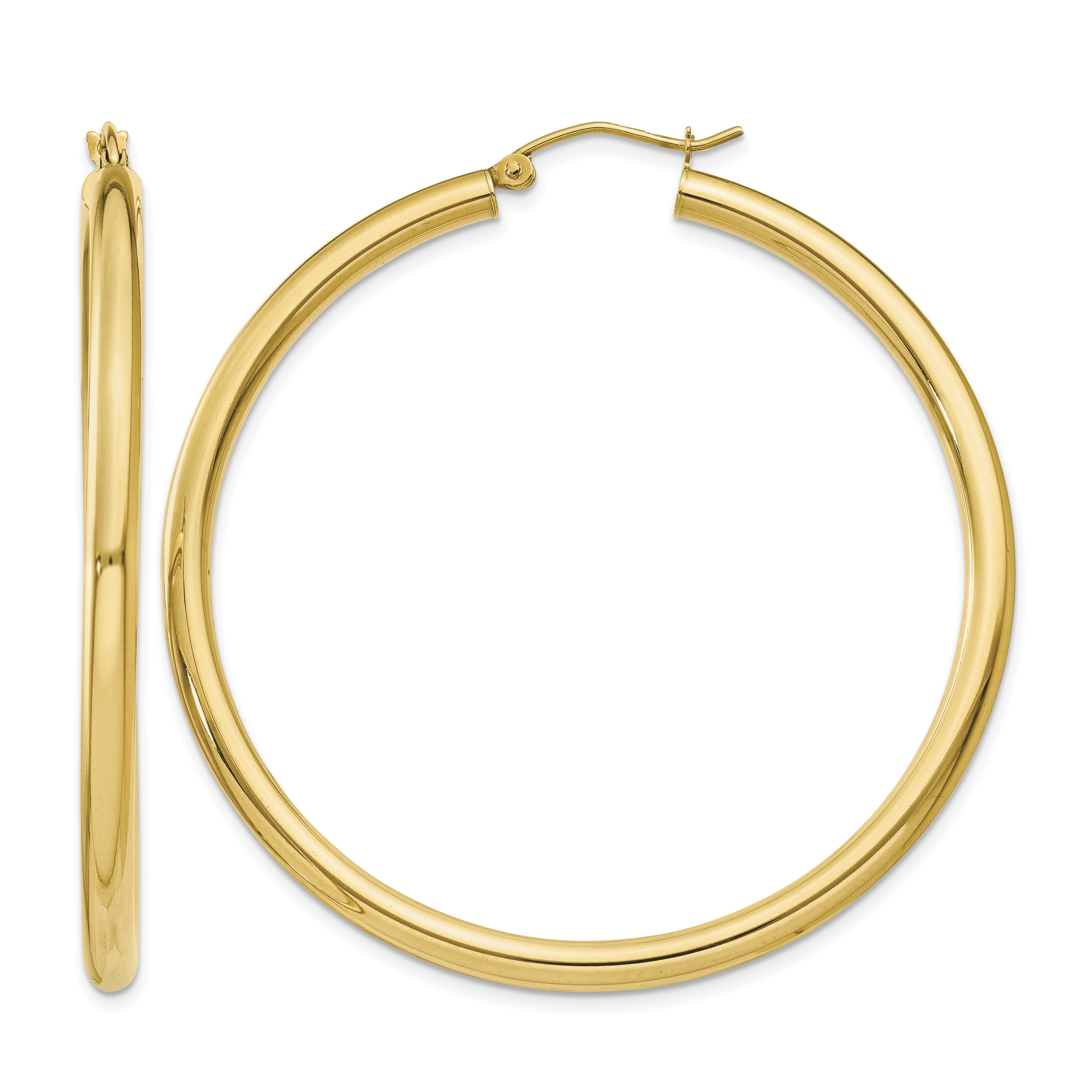 10k Polished 3mm Lightweight Tube Hoop Earrings (10T943L)