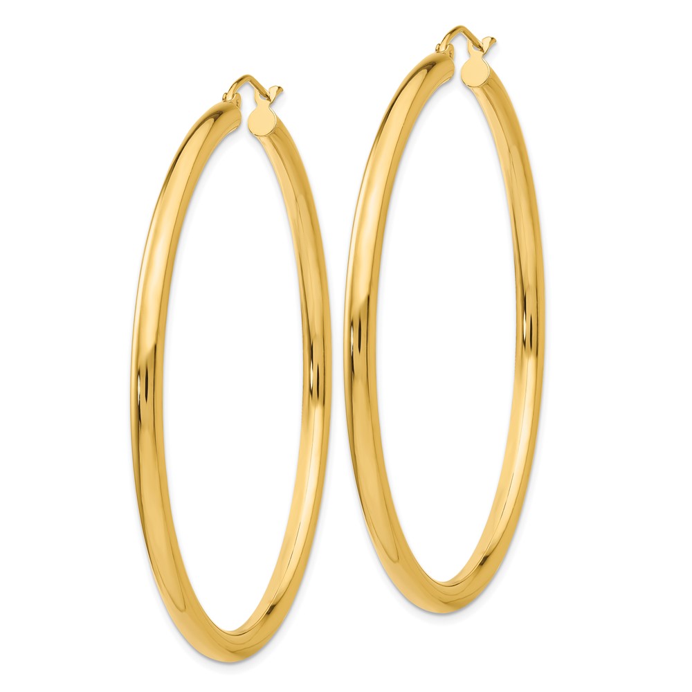 10K Polished 3mm Tube Hoop Earrings (10T944)