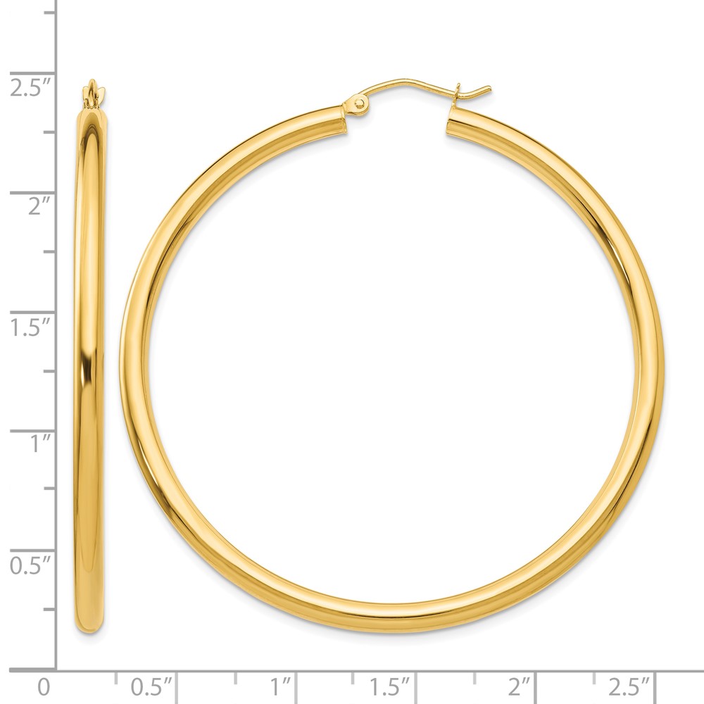 10K Polished 3mm Tube Hoop Earrings (10T944)
