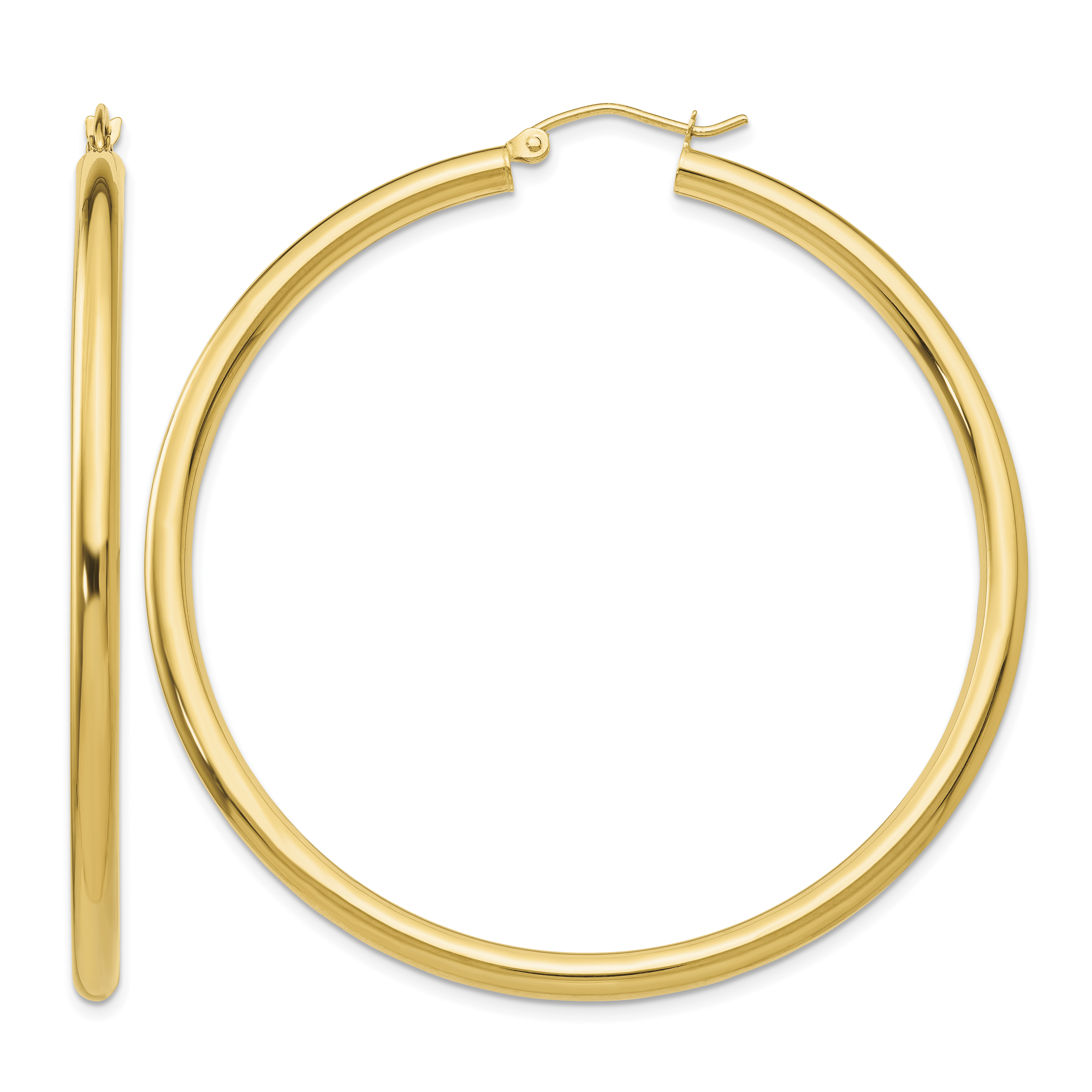 10K Polished 3mm Tube Hoop Earrings (10T944)