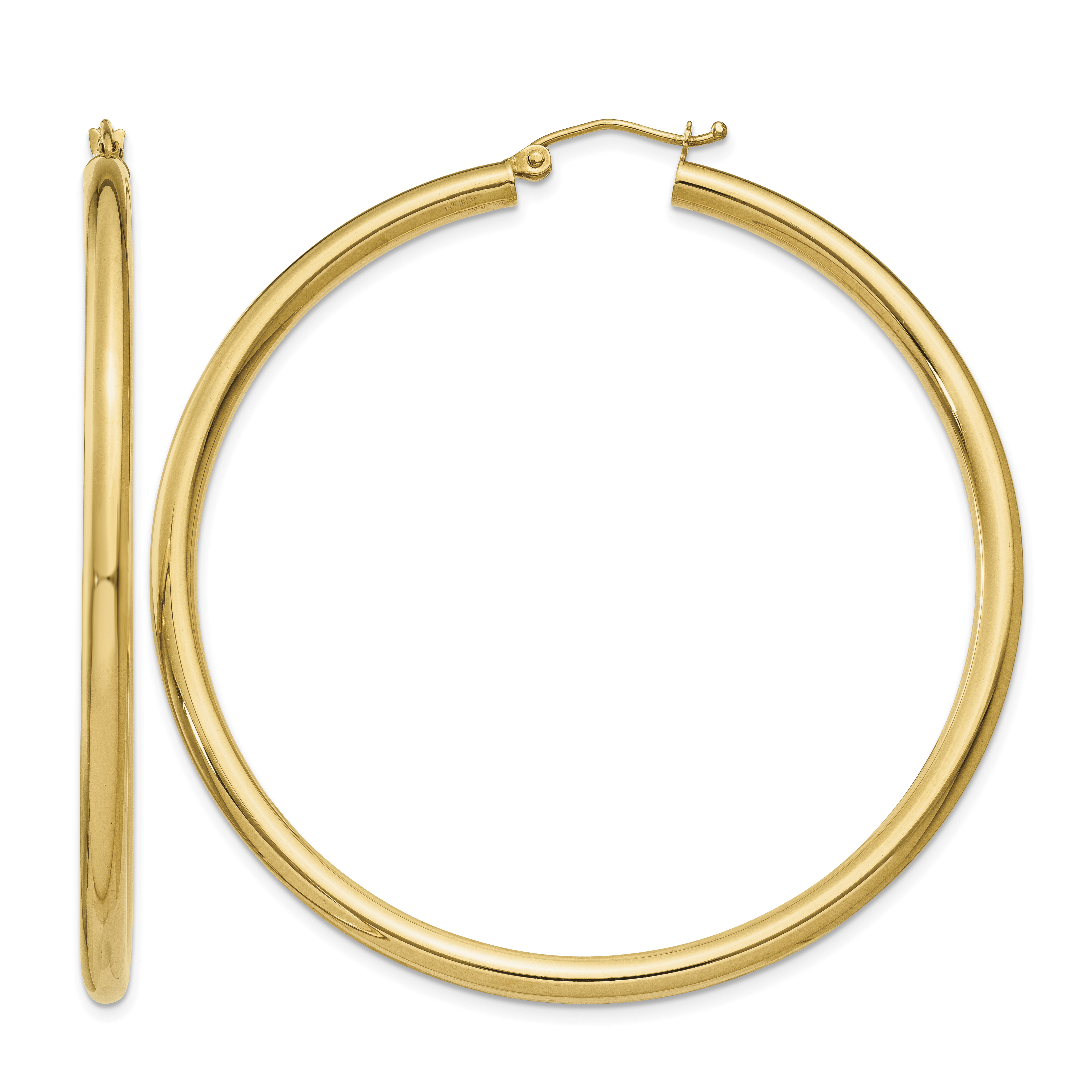 10k Polished 3mm Lightweight Tube Hoop Earrings (10T944L)
