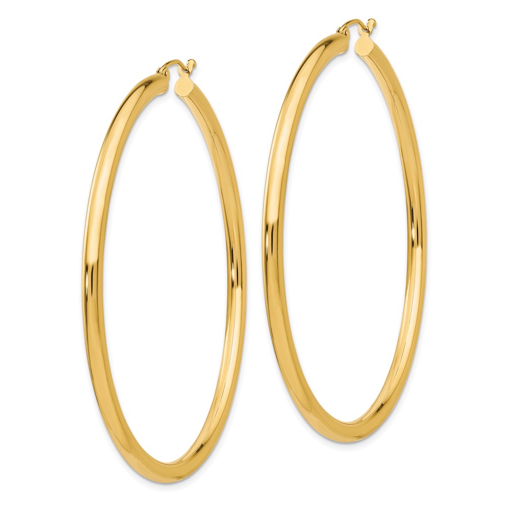10K Polished 3mm Tube Hoop Earrings (10T945)