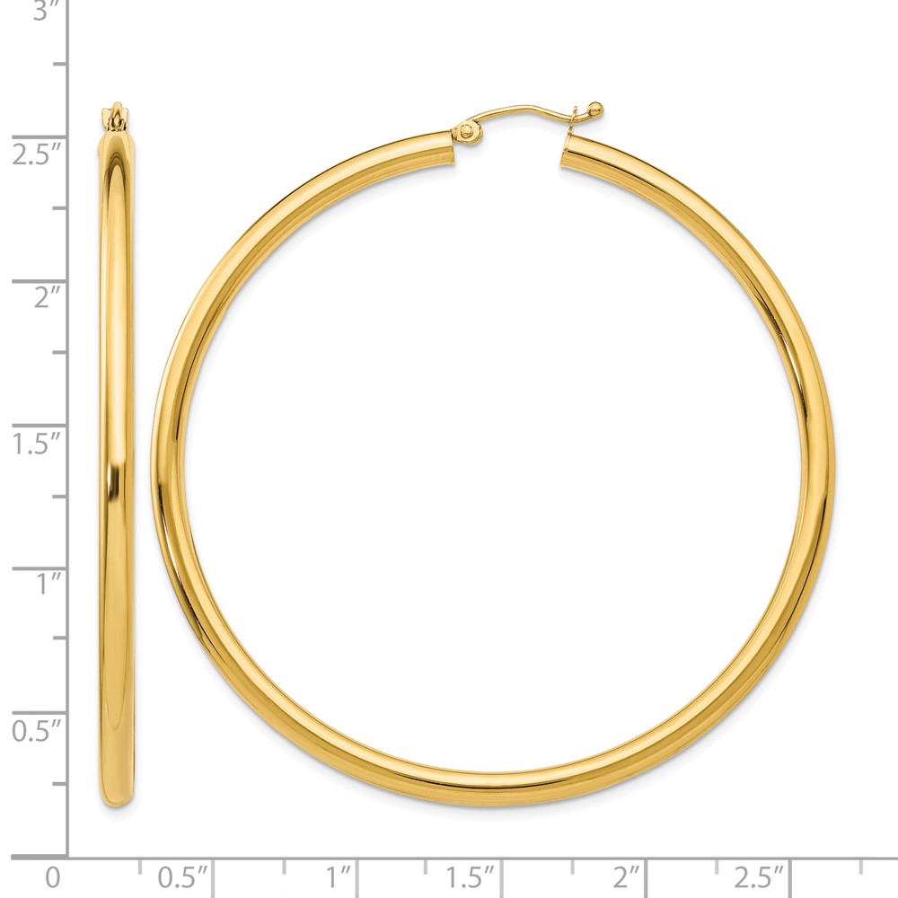 10k Polished 3mm Lightweight Tube Hoop Earrings (10T945L)